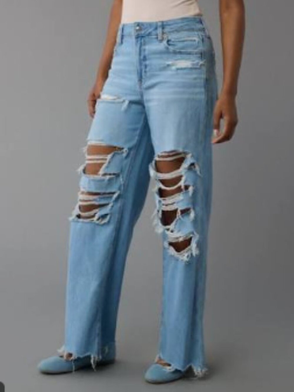 NWT American Eagle Dreamy Drape Baggy Wide Leg Jeans Horizon 12S